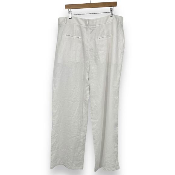 NWT Reformation Mason Linen Pants Pleated Wide Leg Linen Pants Women's 16 White - Picture 3 of 13